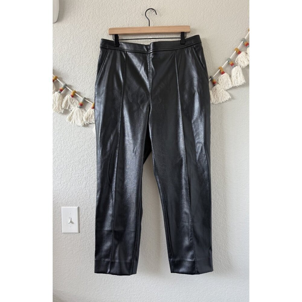 Banana Republic High Rise Tapered Vegan Leather Pant Black Grunge Careerwear L